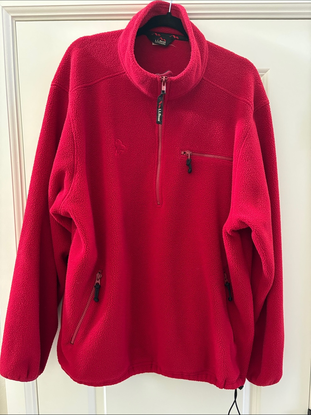 L.L. Bean Men’s Vintage Red Half-Zip Fleece Pullover with Clover Logo